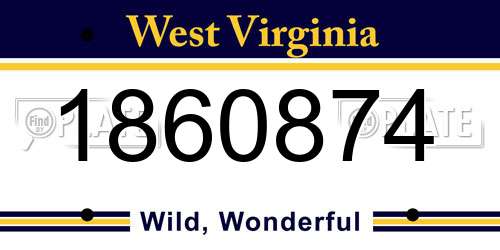 1860874 West Virginia License Plate