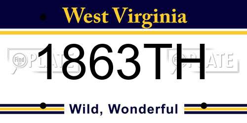 1863TH West Virginia License Plate