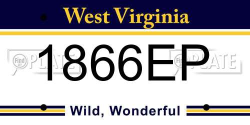 1866EP West Virginia License Plate