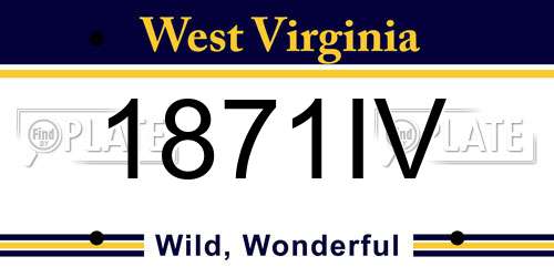 1871IV West Virginia License Plate