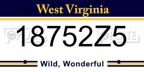 18752Z5 West Virginia License Plate