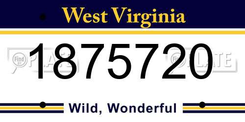 1875720 West Virginia License Plate