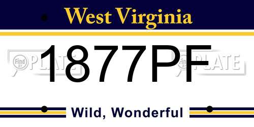 1877PF West Virginia License Plate