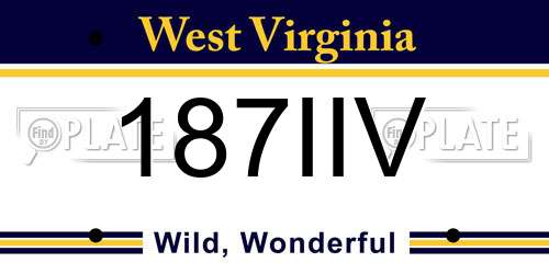 187IIV West Virginia License Plate