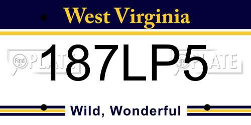 187LP5 West Virginia License Plate