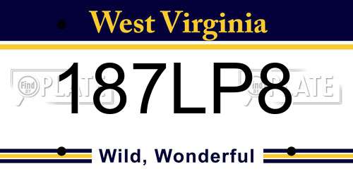 187LP8 West Virginia License Plate