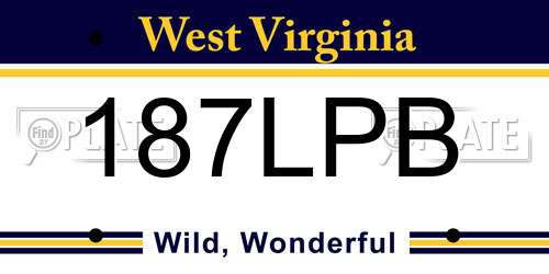 187LPB West Virginia License Plate