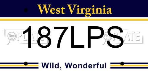 187LPS West Virginia License Plate