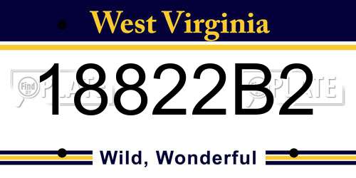 18822B2 West Virginia License Plate