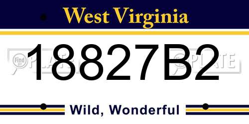 18827B2 West Virginia License Plate