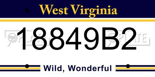 18849B2 West Virginia License Plate