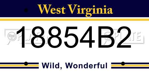 18854B2 West Virginia License Plate