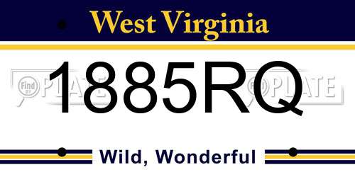 1885RQ West Virginia License Plate