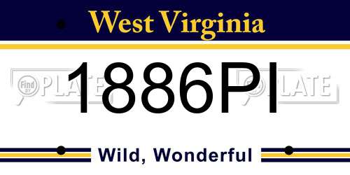 1886PI West Virginia License Plate