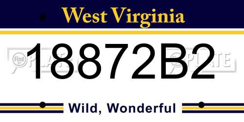 18872B2 West Virginia License Plate