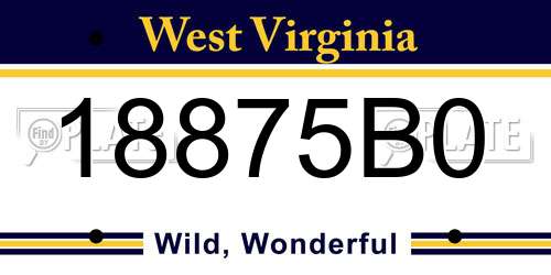 18875B0 West Virginia License Plate