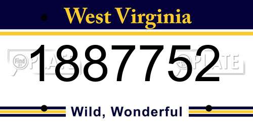 1887752 West Virginia License Plate