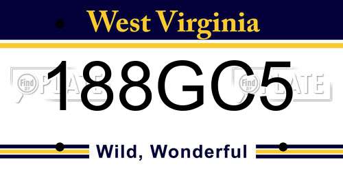 188GC5 West Virginia License Plate