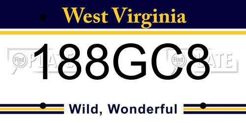 188GC8 West Virginia License Plate
