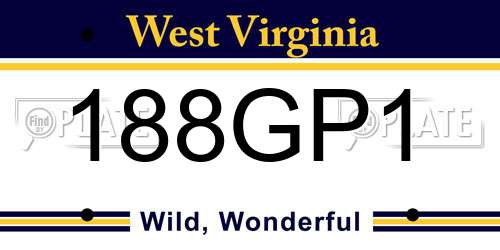 188GP1 West Virginia License Plate