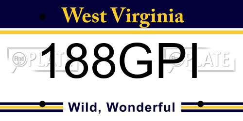 188GPI West Virginia License Plate