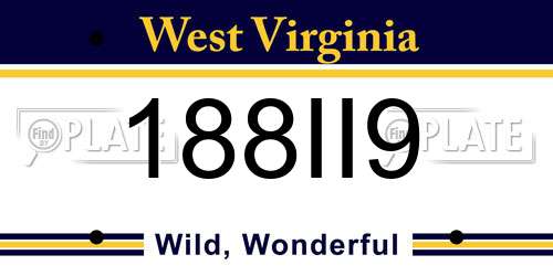 188II9 West Virginia License Plate