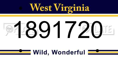 1891720 West Virginia License Plate