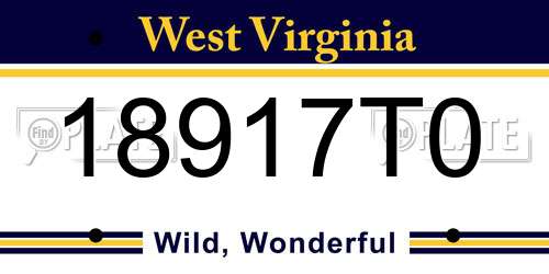 18917T0 West Virginia License Plate