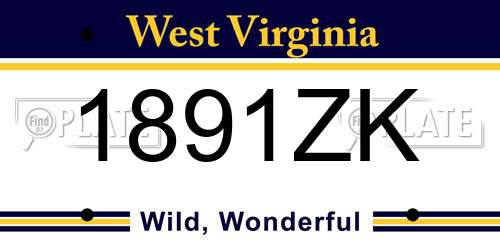 1891ZK West Virginia License Plate