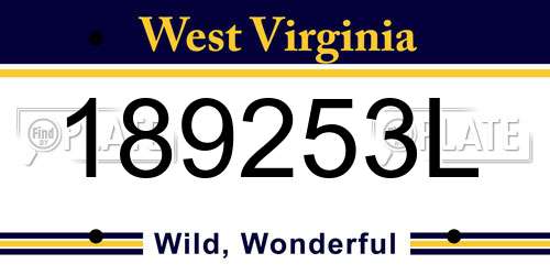 189253L West Virginia License Plate