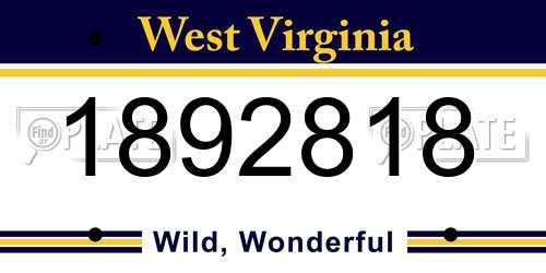 1892818 West Virginia License Plate