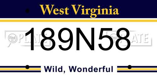 189N58 West Virginia License Plate