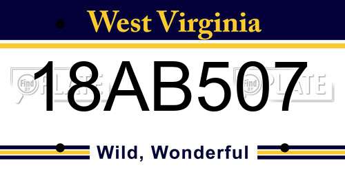 18AB507 West Virginia License Plate
