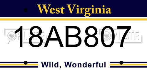 18AB807 West Virginia License Plate