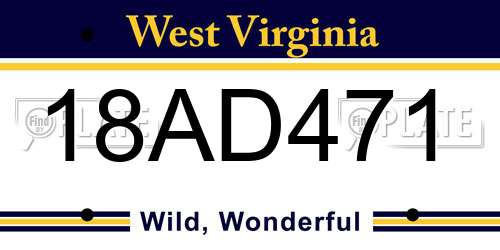 18AD471 West Virginia License Plate