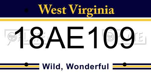18AE109 West Virginia License Plate