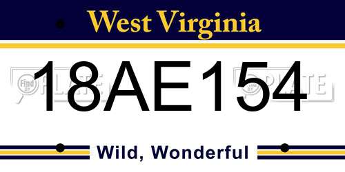 18AE154 West Virginia License Plate
