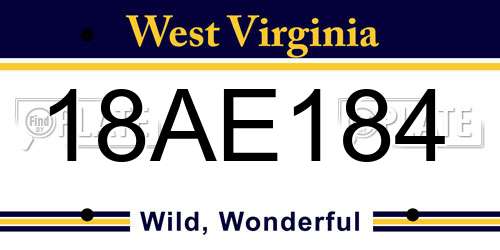18AE184 West Virginia License Plate