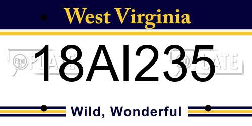18AI235 West Virginia License Plate