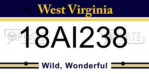 18AI238 West Virginia License Plate
