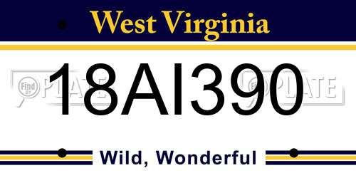 18AI390 West Virginia License Plate