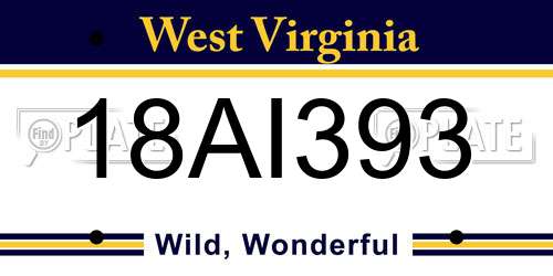18AI393 West Virginia License Plate