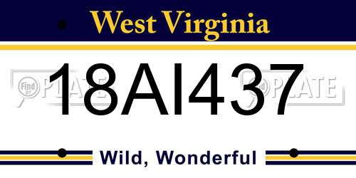 18AI437 West Virginia License Plate