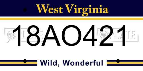 18AO421 West Virginia License Plate