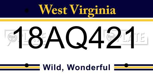 18AQ421 West Virginia License Plate