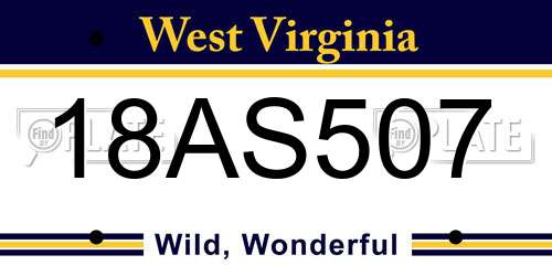 18AS507 West Virginia License Plate
