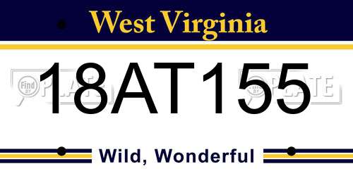 18AT155 West Virginia License Plate
