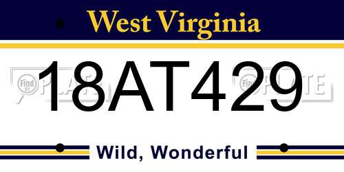 18AT429 West Virginia License Plate