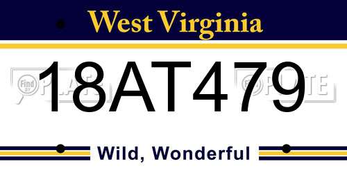 18AT479 West Virginia License Plate