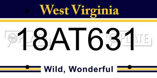 18AT631 West Virginia License Plate